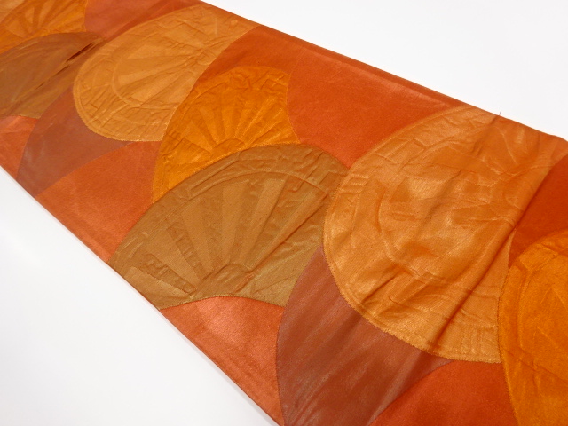 リサイクル　ふくれ織片輪車模様織出し袋帯